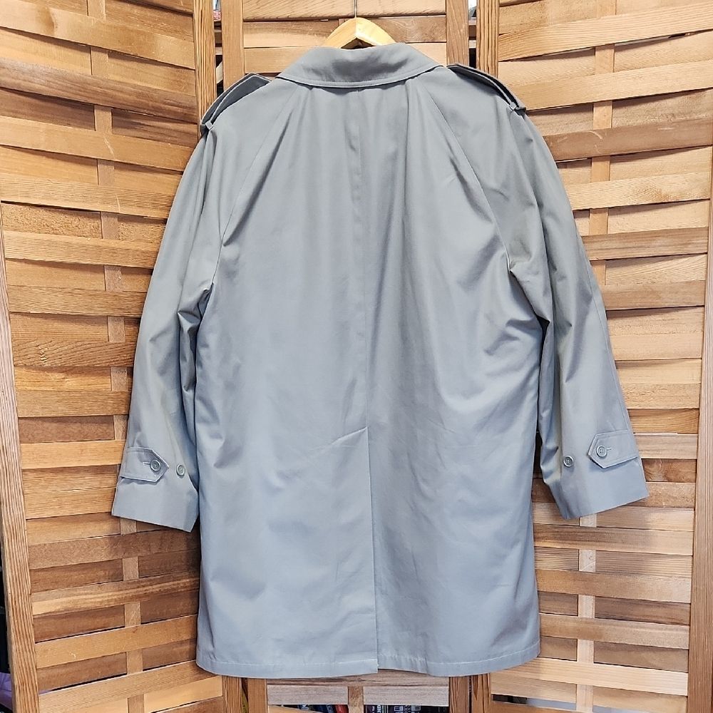 Oleg Cassini All Weather Men Gray Trench Coat 44 Regular Removable Liner Cotton - Picture 2 of 12